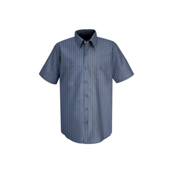 Red Kap Men's Industrial Stripe Work Shirt Short Sleeve Gray/Blue Stripe XL SP24
